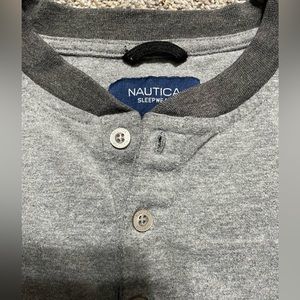 Nautica Men’s sleepwear top Soft Gray Medium long‎ sleeve Henley lounge wear